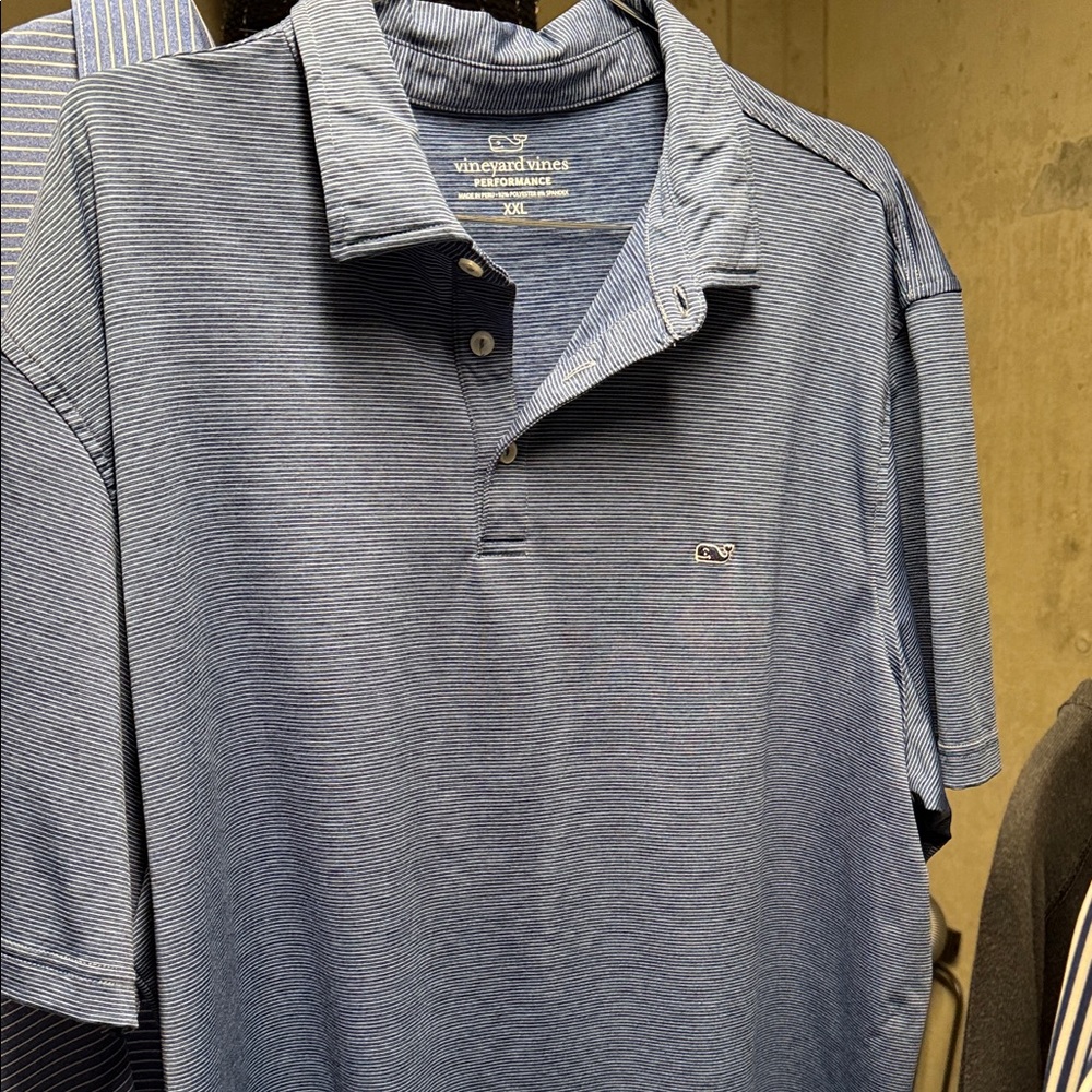 Vineyard Vines Men's Striped Blue Polo